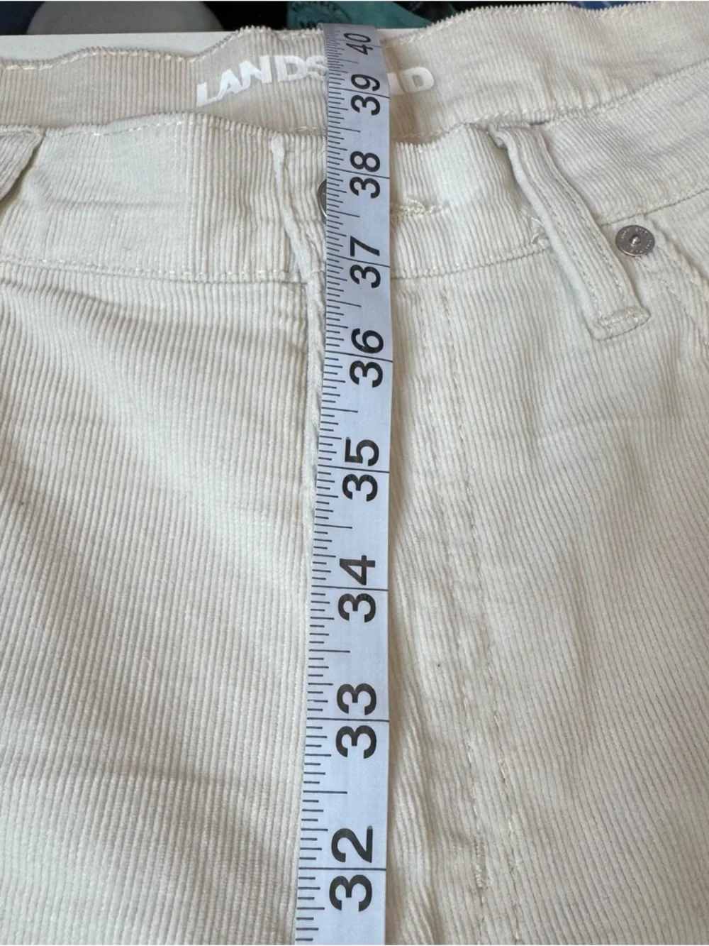 Lands’ End cream Corduroy Pants Petite 12 Stretch Straight Leg Classic - Picture 7 of 11